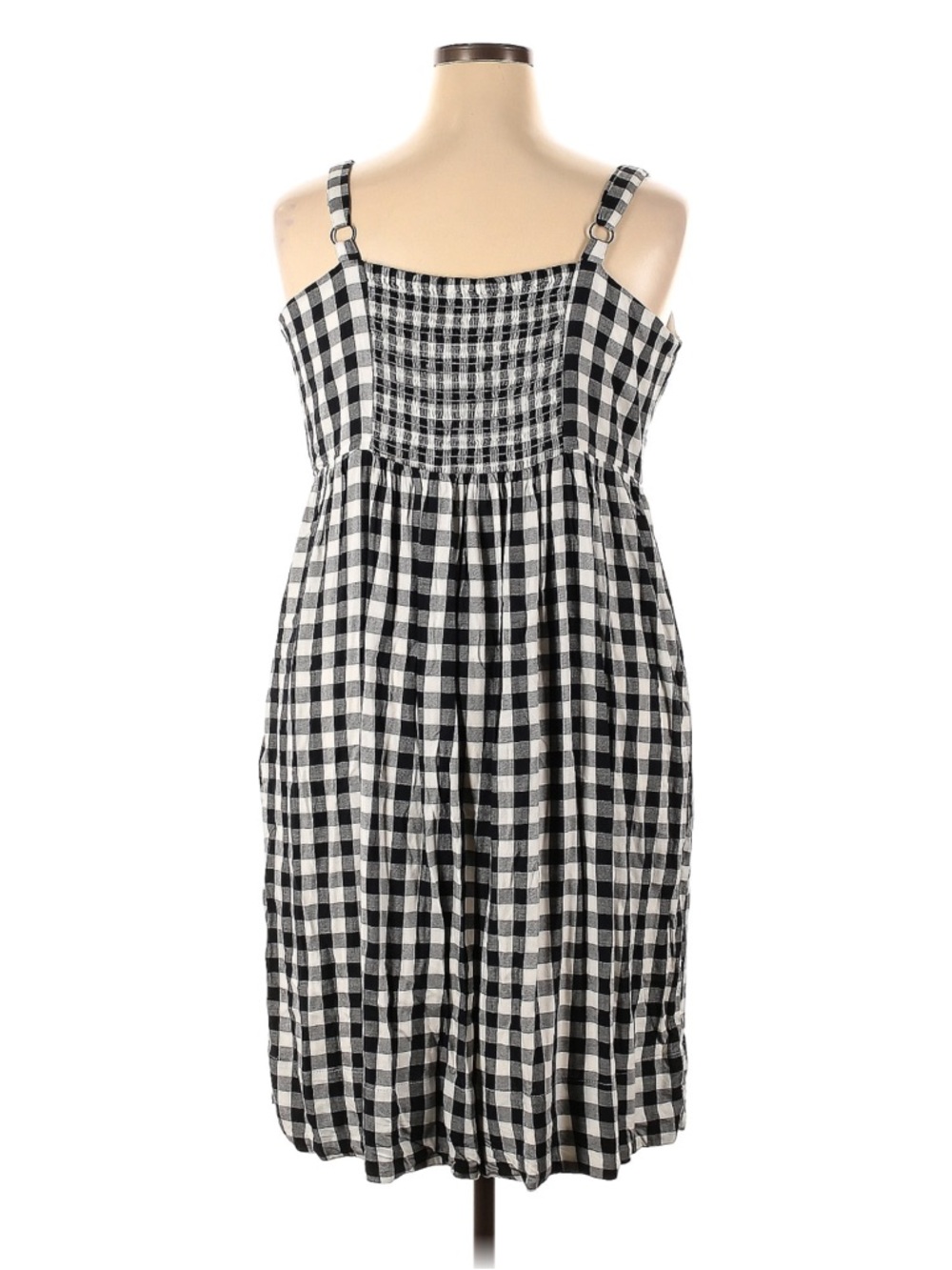 Gingham Black and White Button-Front Midi Dress - Picture 2 of 4